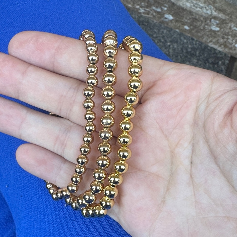 Elegant Gold Beaded Bracelet trio